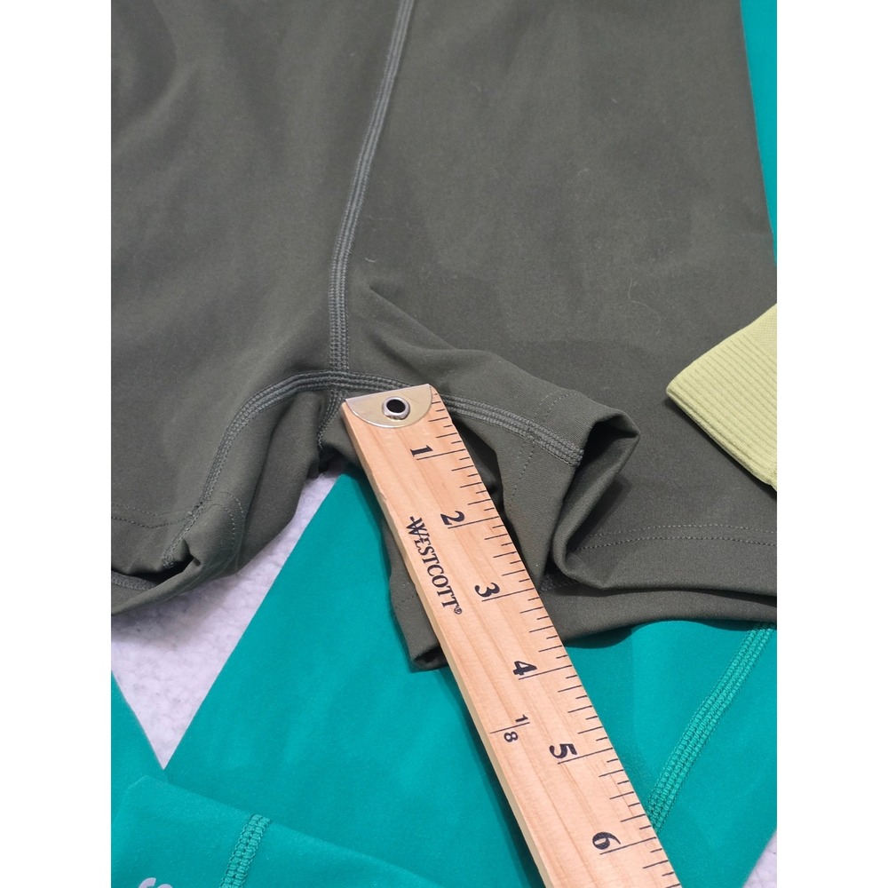 SET ACTIVE Bundle XS Sportbody Romper Teal Bodysuit Lime Green Ribbed Leggings - Picture 12 of 15